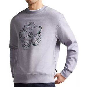 NWT $165 Ted Baker Carick Cotton Embroidered Flower Sweatshirt Mens Size 5 = Lrg